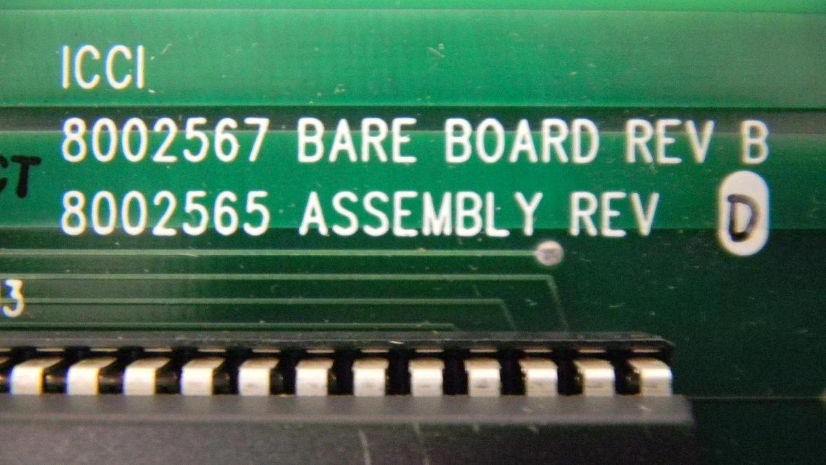 Used ICCI Card Cage, 8002565 Rev D, 8001405 Rev C, 8002555 Rev 3, 8002645 Rev B