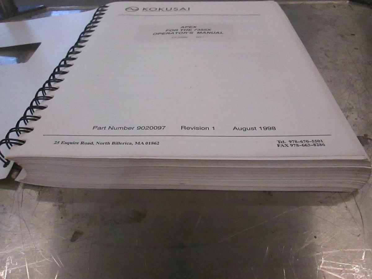 Used Kokusai Apex 7355X Operator's Manual, Used