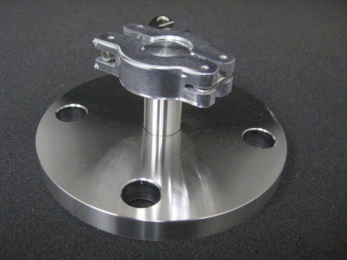 Used Stainless Steel Vacuum Assy: 5" F to NW16 Adapter, Centering Ring & Clamp