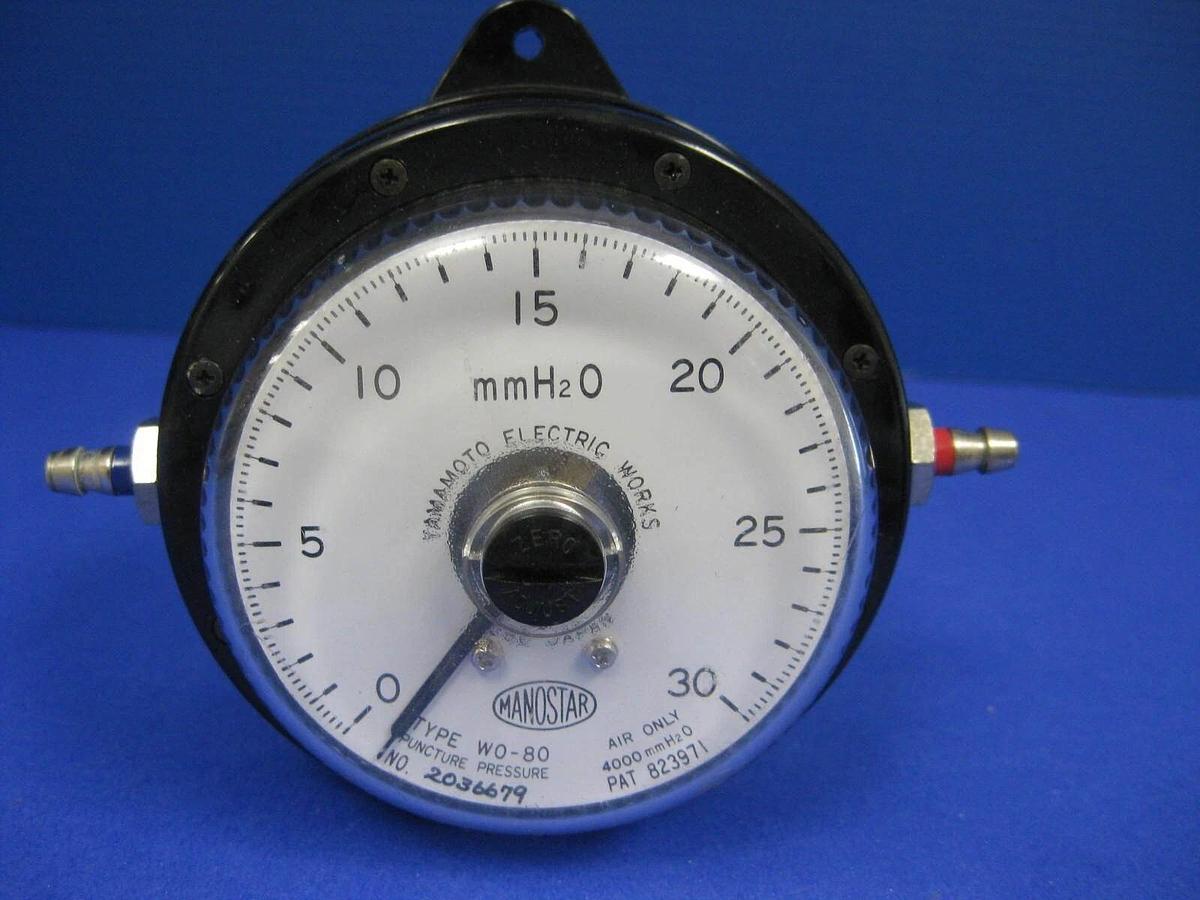 Used Yamamoto Manostar W0-80 Air Only Puncture Pressure Gage 0-30 mmH20 - Used