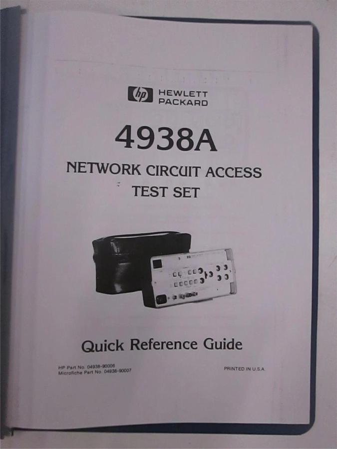 Used HP Model 4938A Network Circuit Access Test Set Quick Reference Guide, Used