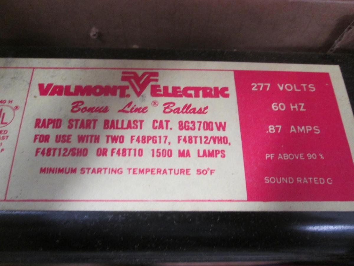 Used Valmont Electric Ballast, 8G3700W, Class P, 277V, 60Hz, New
