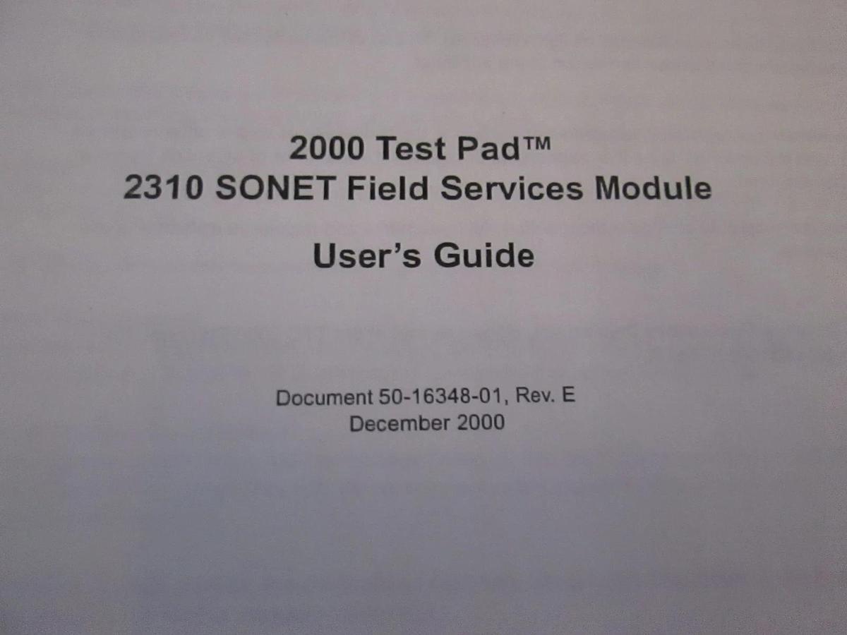 Used SONET 2310 Field Services Module User's Guide, Used