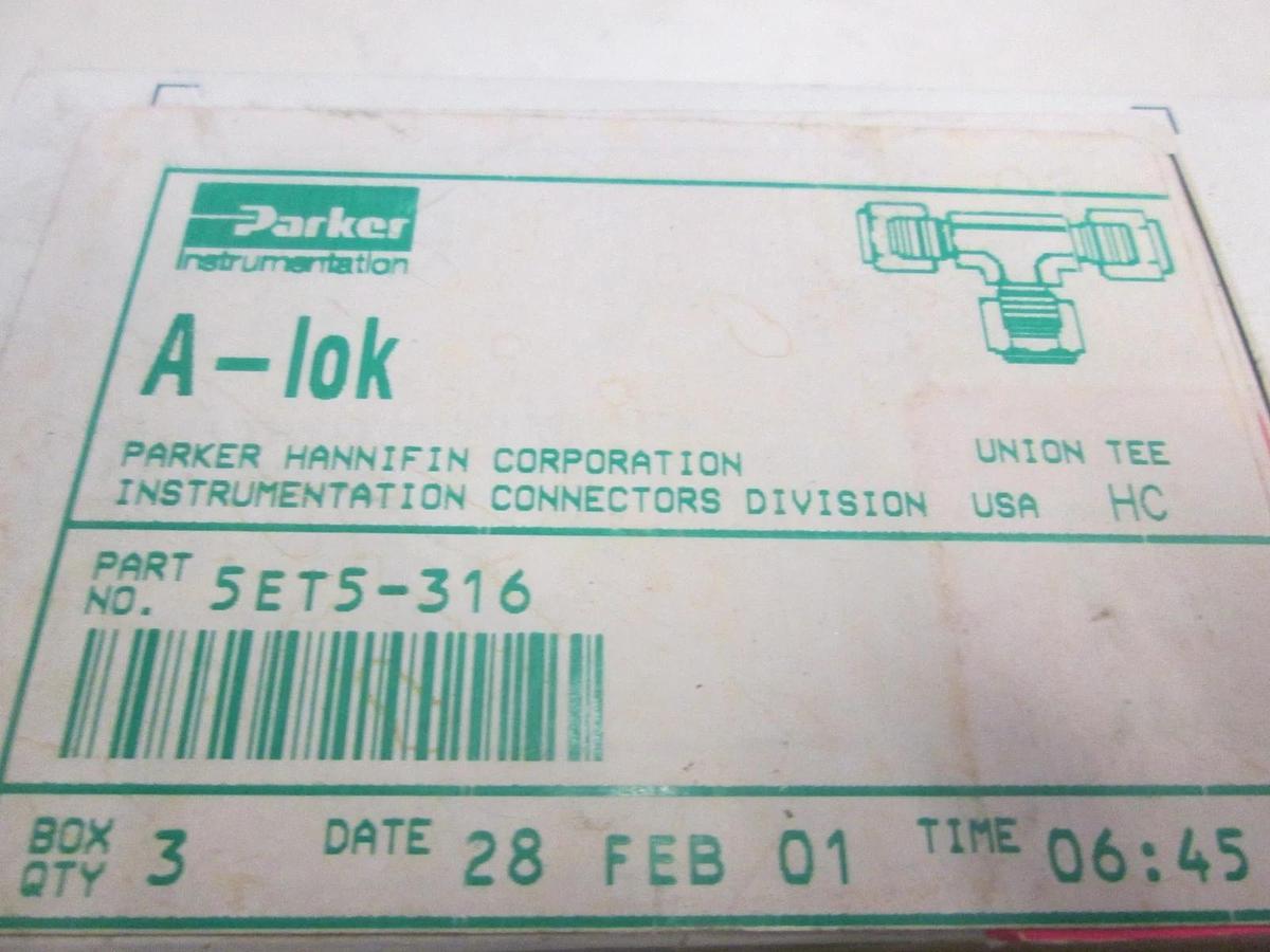 Parker, 5ET5-316, A-Lok, Union Tee Fitting, Box of 4, New
