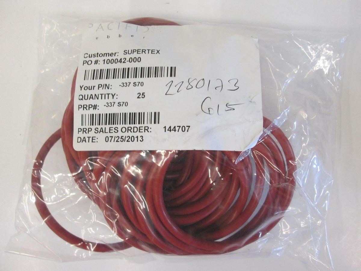 Used Pacific Rubber, 2280163, Silicone Baked Red 337S70, O-Ring Lot of 25