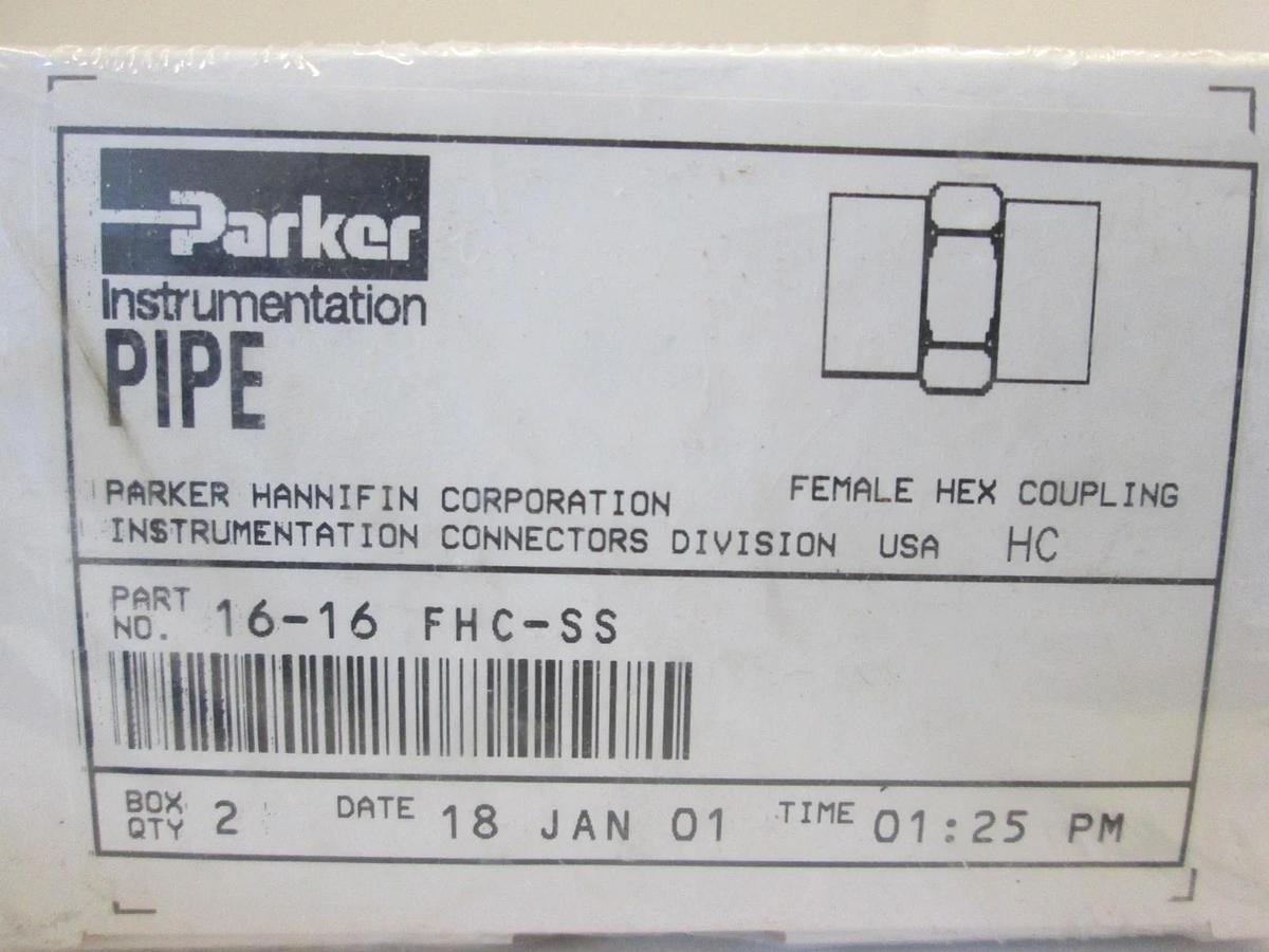 Parker, 16-16 FHC-SS, Female Hex Coupling Box of 2, New, Original Packaging