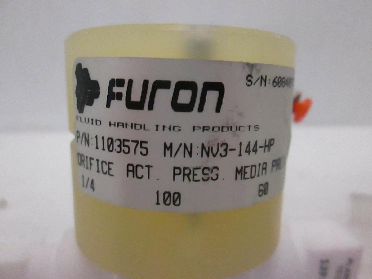 Used Fluorocarbon NV3-144-HP High Purity Pneumatic Valve 1/4" 100 psi, 50 psi, Used