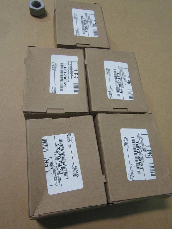 Used ARMOR COAT UST236023, Hex Nut, Grade 8, 3/4-10, 5 boxes of 10, 50 total