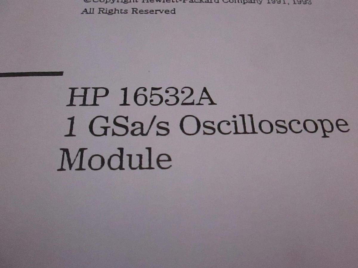 Used HP 16532A 1GSa/s Oscilloscope Module User's Reference, Used