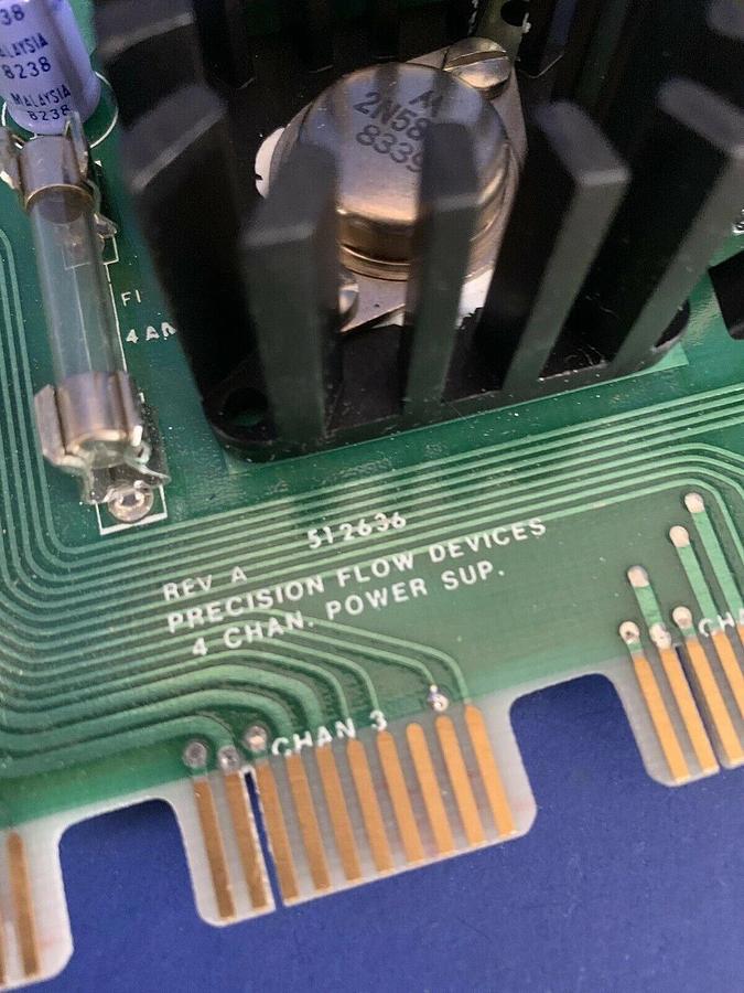 Used Precision Flow Devices 512636 Rev A 4 Chan Power Supply PCB Assy