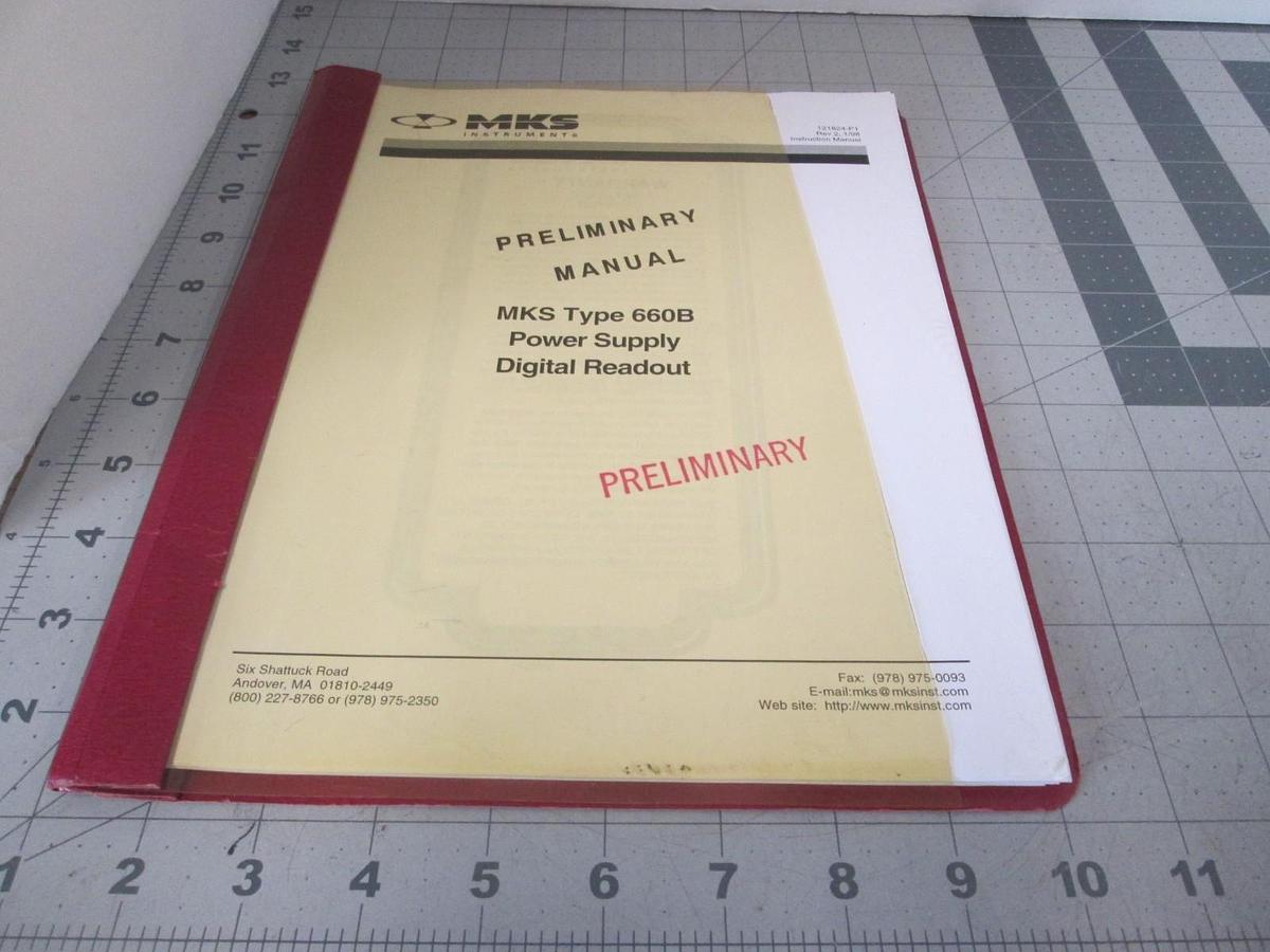 Used MKS, Type 660B, Power Supply Digital Readout, Preliminary Manual, Used