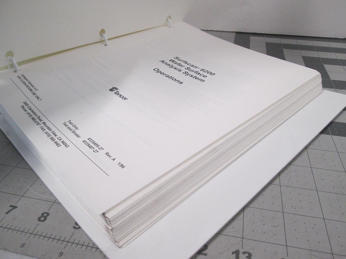 Used Tencore, Prometrix, Surfscan 6200, Wafer Surface Analysis System Operations Manual, Used
