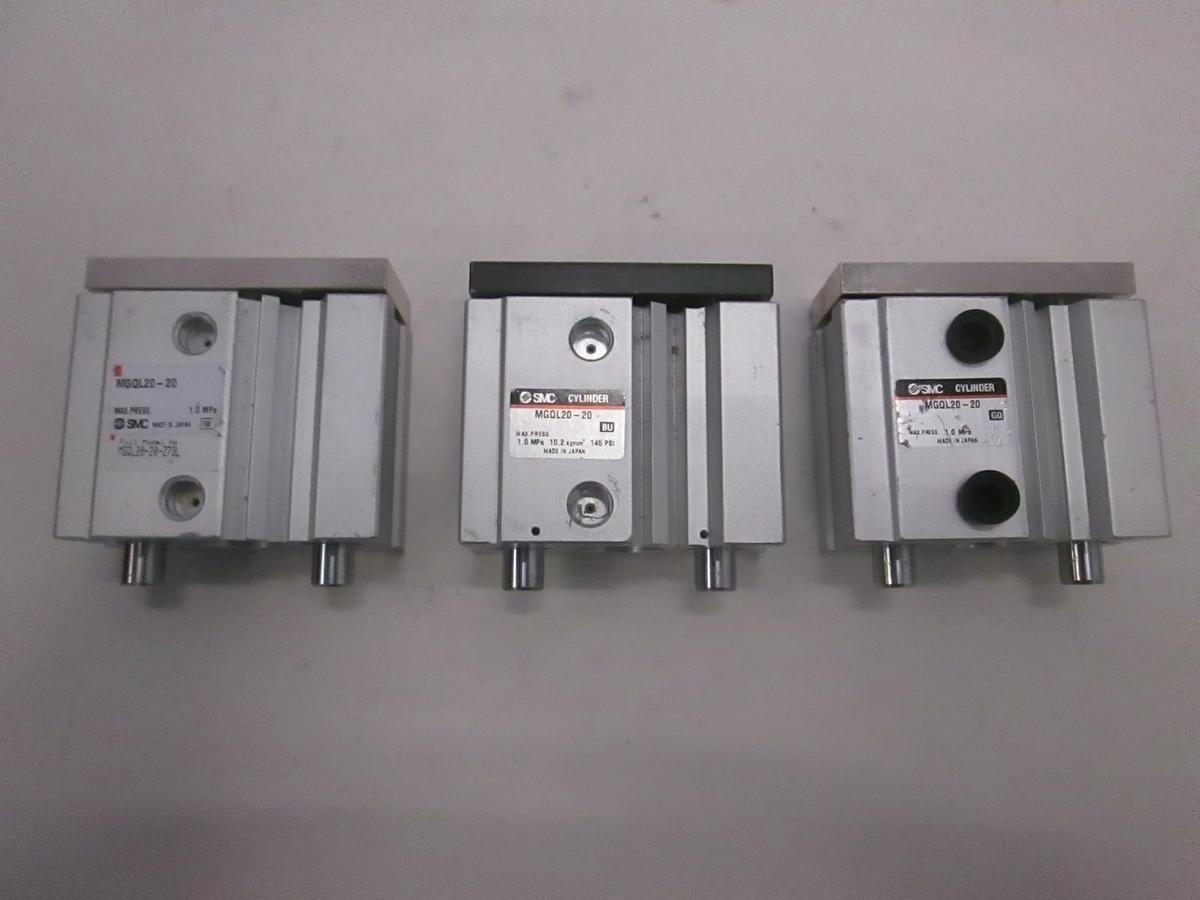 Used SMC, Compact Guide Cylinder, MGQL20-20, Used, Lot of 3