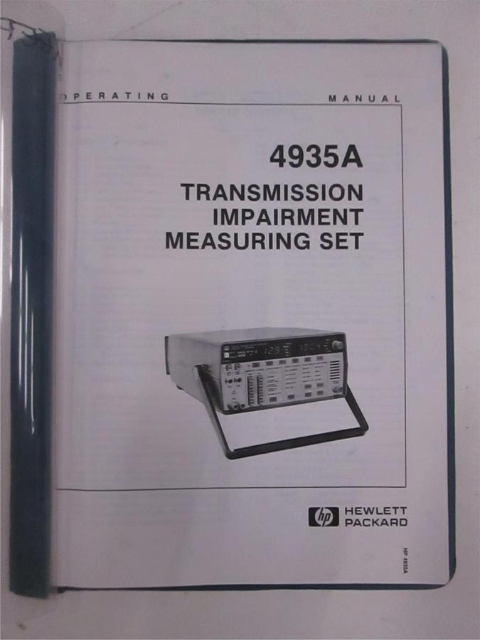 Used HP 4935A Transmission Impairment Measuring Set Operating Manual, Used