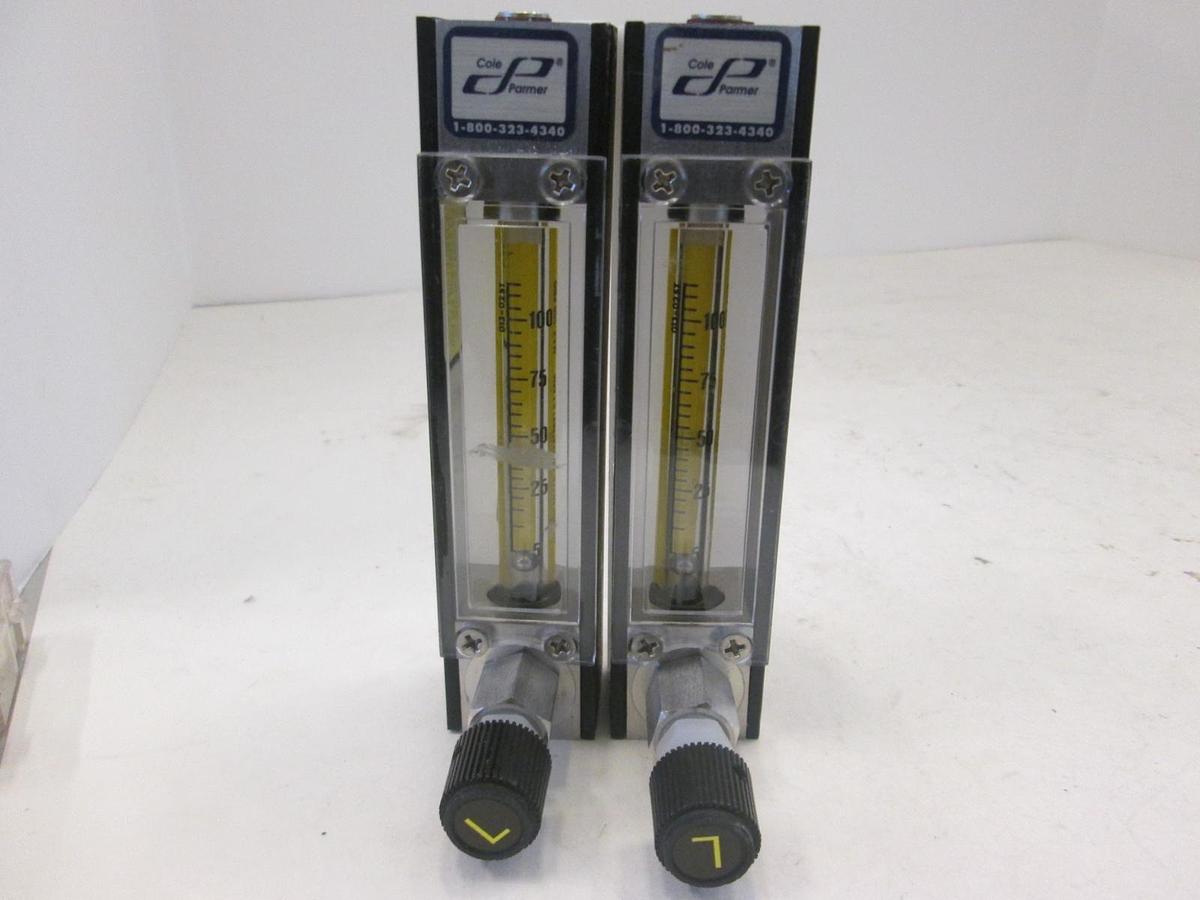 Used Cole Parmer, PMR1-010934, Flowmeter, 5-100, Used, Lot of 2