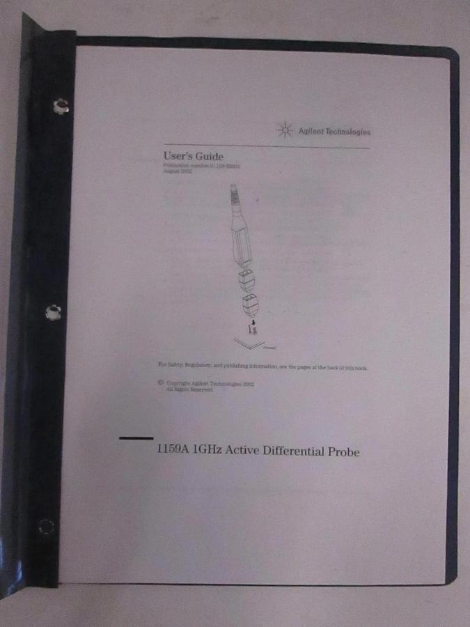Used Agilent 1159A 1GHz Active Differential Probe User's Guide, Used