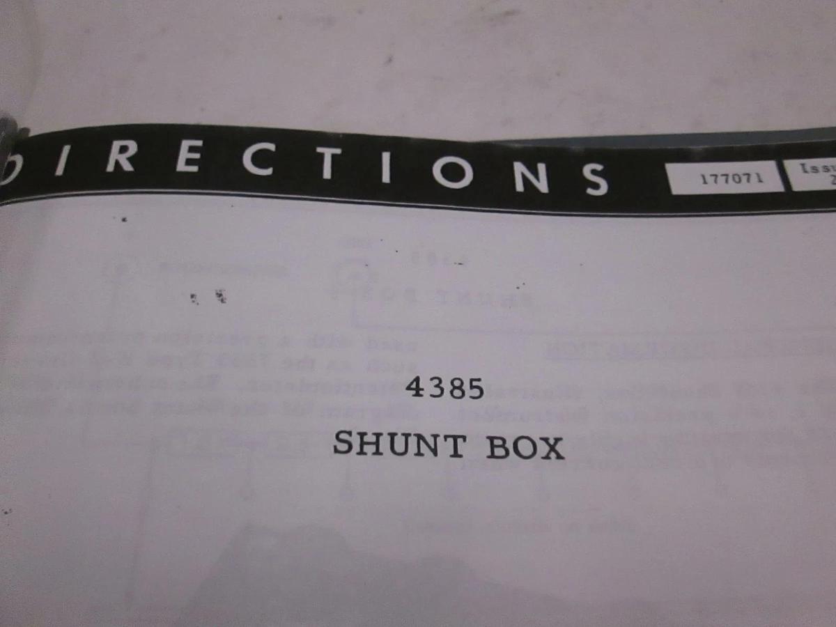 Used Leeds Northrup Shunt Box 4385 Directions, Used paper manual