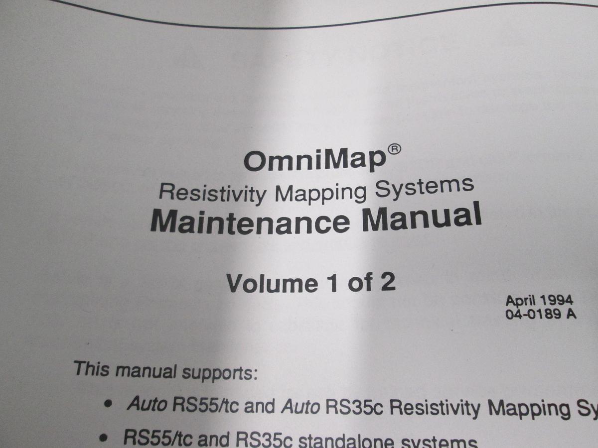 Used Tencore, Prometrix, OmniMap Resistivity Mapping System, Maintenance Manual, Volume 1, Used