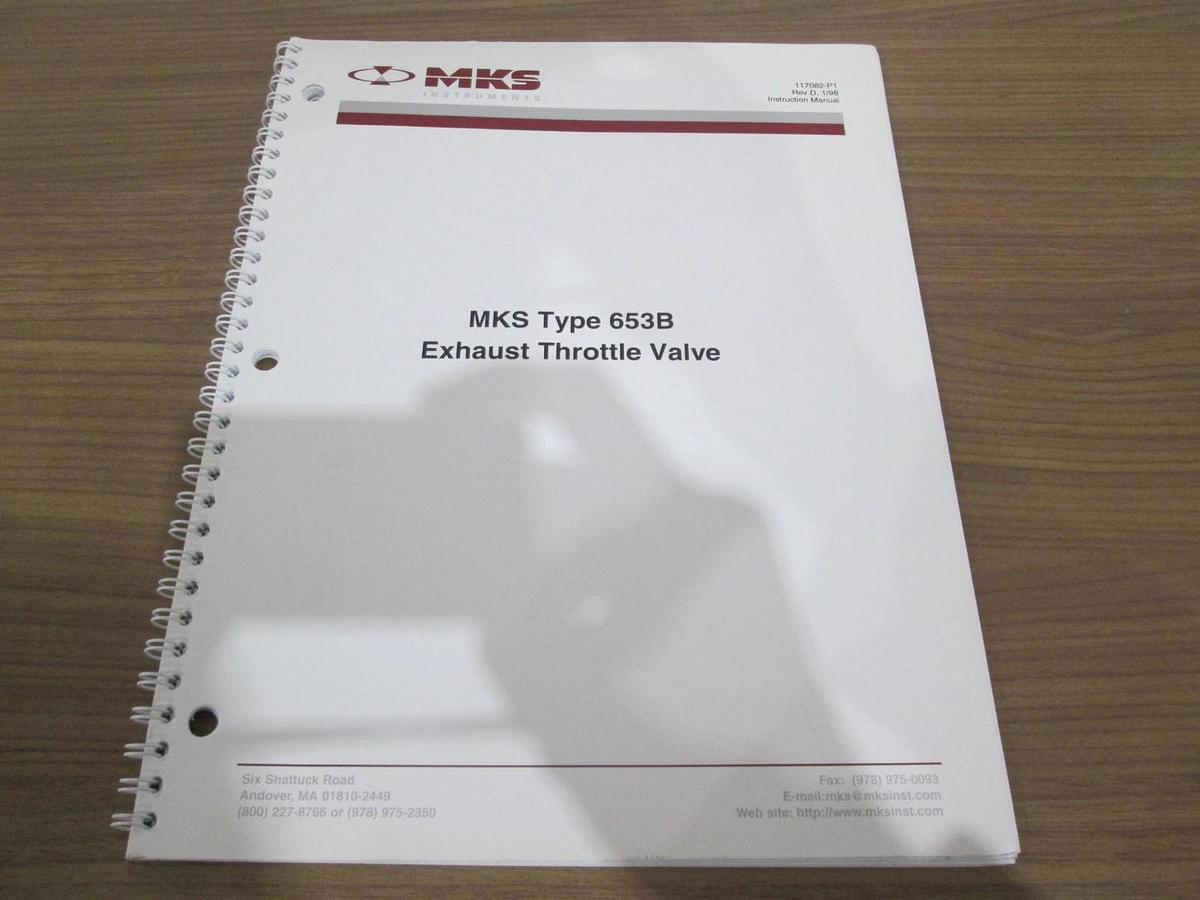 Used MKS, Type 653B, Exhaust Throttle Valve Instruction Manual, Used