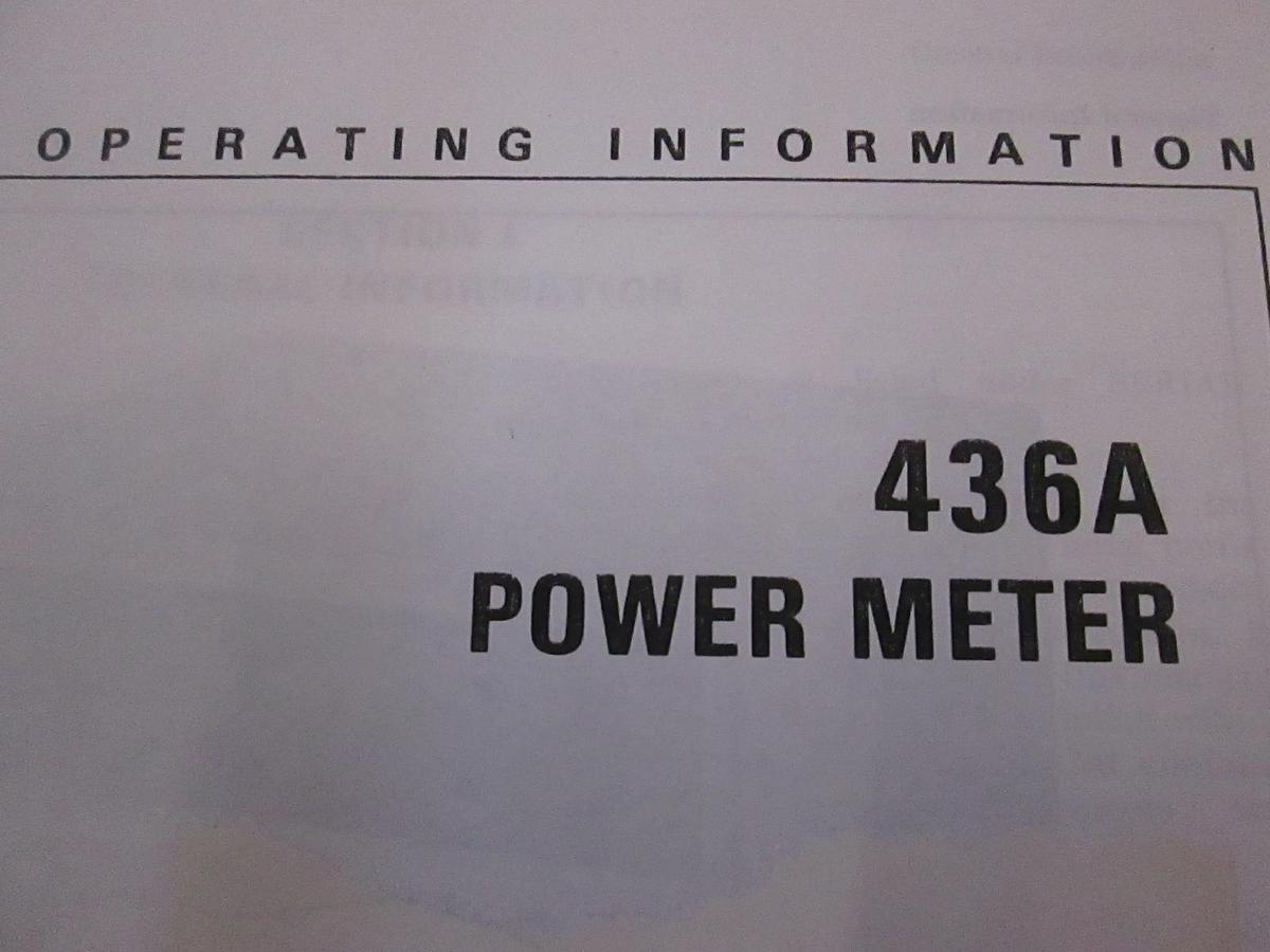 Used HP 436A Power Meter Operating Information, Used