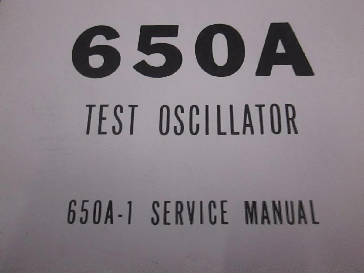 Used HP 650A-1 Service Manual and 650A Test Oscillator Operating Manual, Used