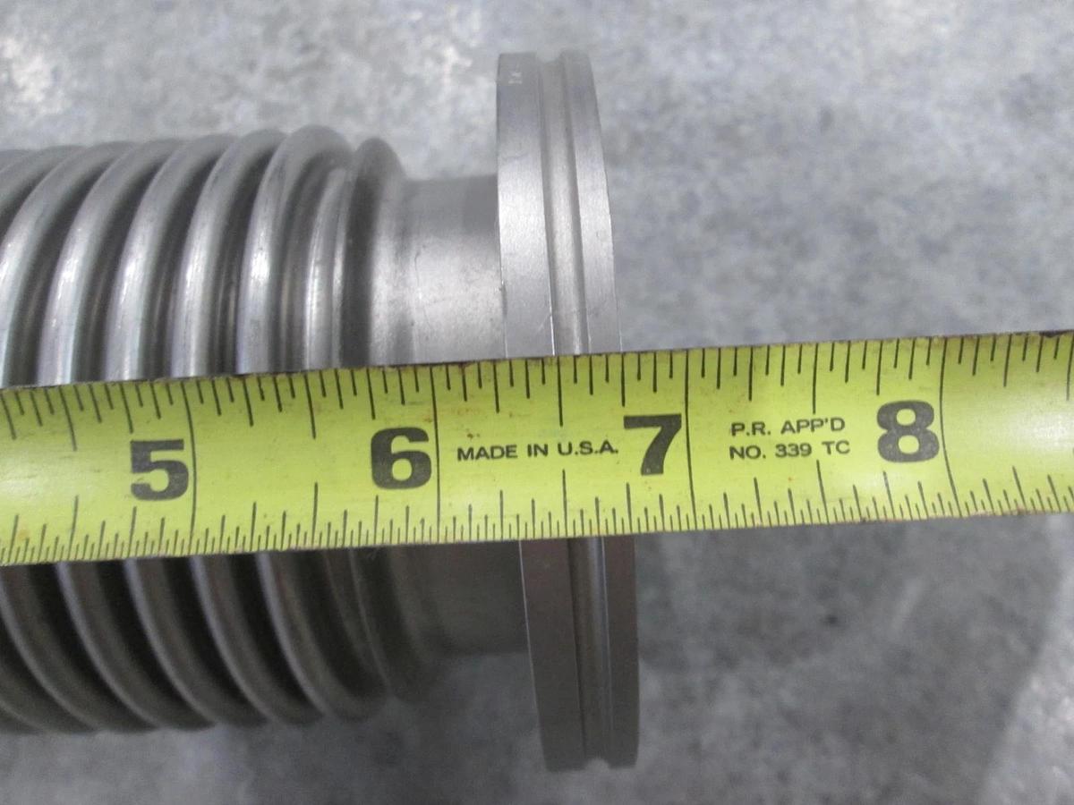 Used Stainless Steel Formed Bellows Vacuum Pipe/Hose, 7"L, 107MM Flange, Used