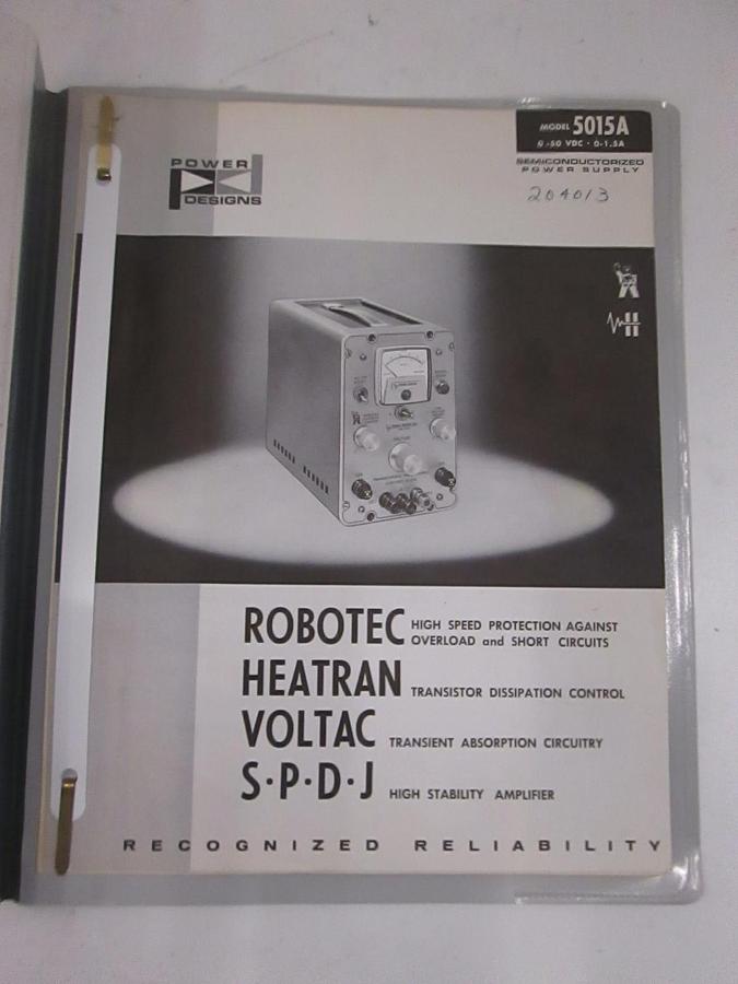 Used Power Designs Model 5015A Parts List, Used