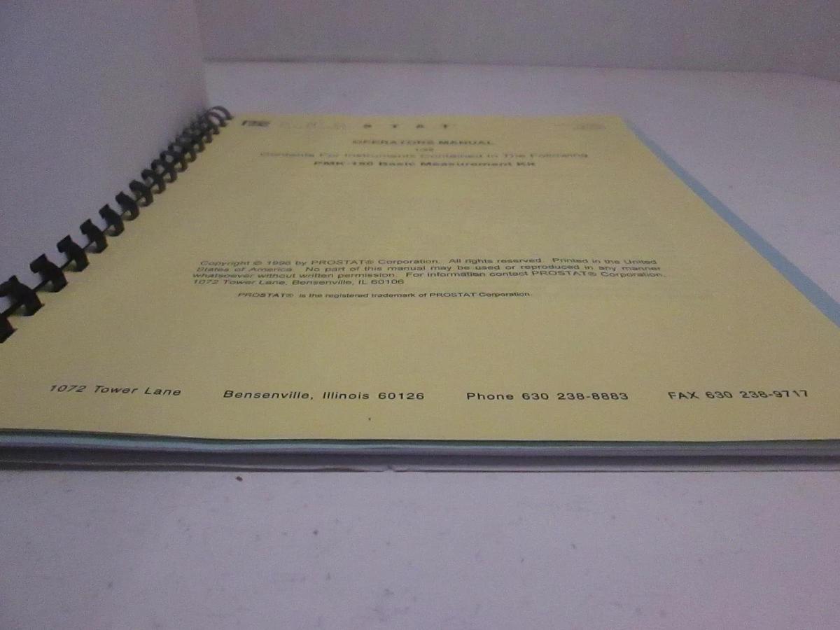 Used Prostat PMK-150 Basic Measurement Kit Operators Manual, Used