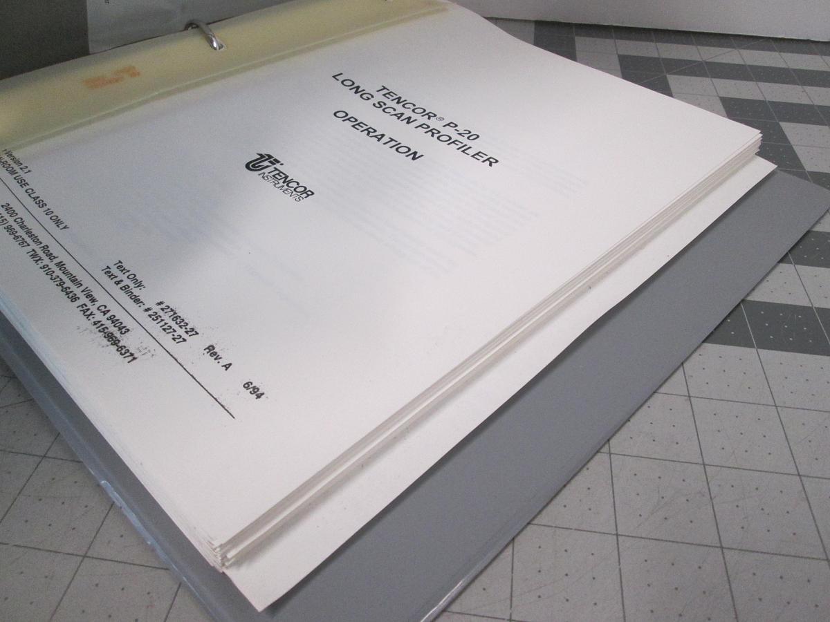 Used Tencore, P-20, Long Scan Profiler Operation Manual, Used