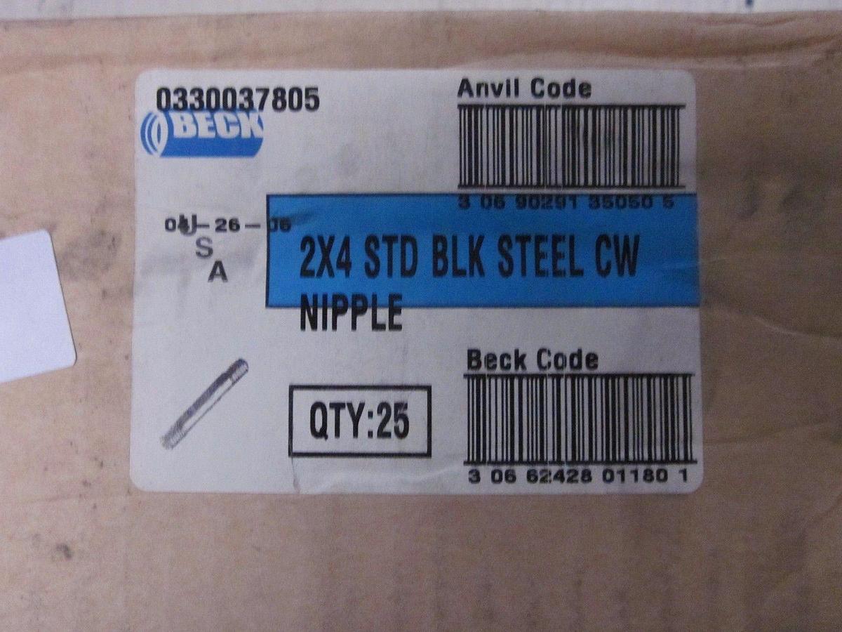 Used Black Steel Pipe Nipple, Edmund A Gray/Beck, 2" x 4 ", LOT of 25