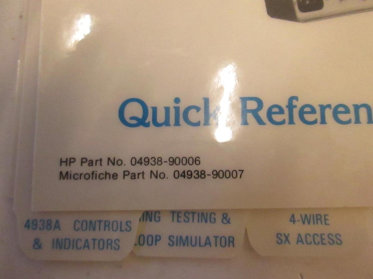Used HP Model 4938A Network Circuit Access Test Set Quick Reference Guide, Used