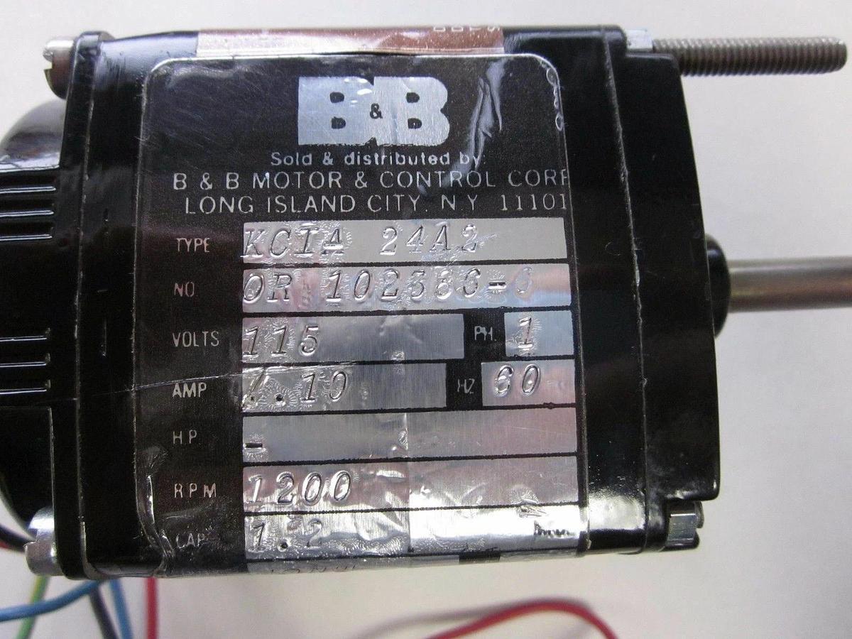 Used B & B Motor & Control KCIA-24A2, 115V, 0.1A, 1200 RPM,