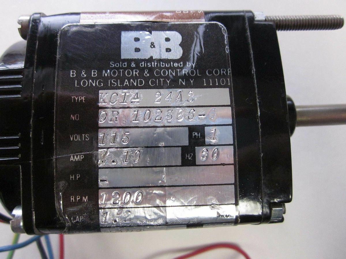 Used B & B Motor & Control KCIA-24A2, 115V, 0.1A, 1200 RPM,