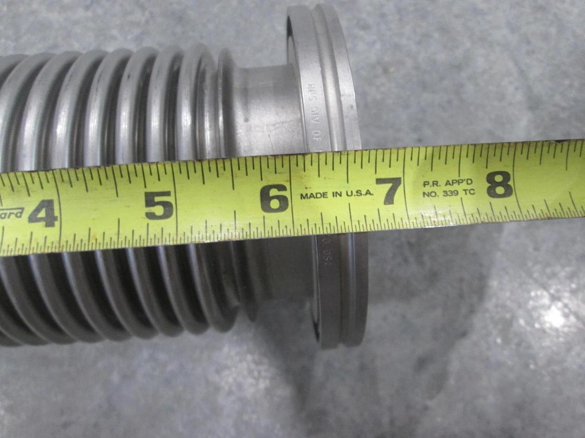 Used Stainless Steel Formed Bellows Vacuum Pipe/Hose, 7"L, 107MM Flange, Used
