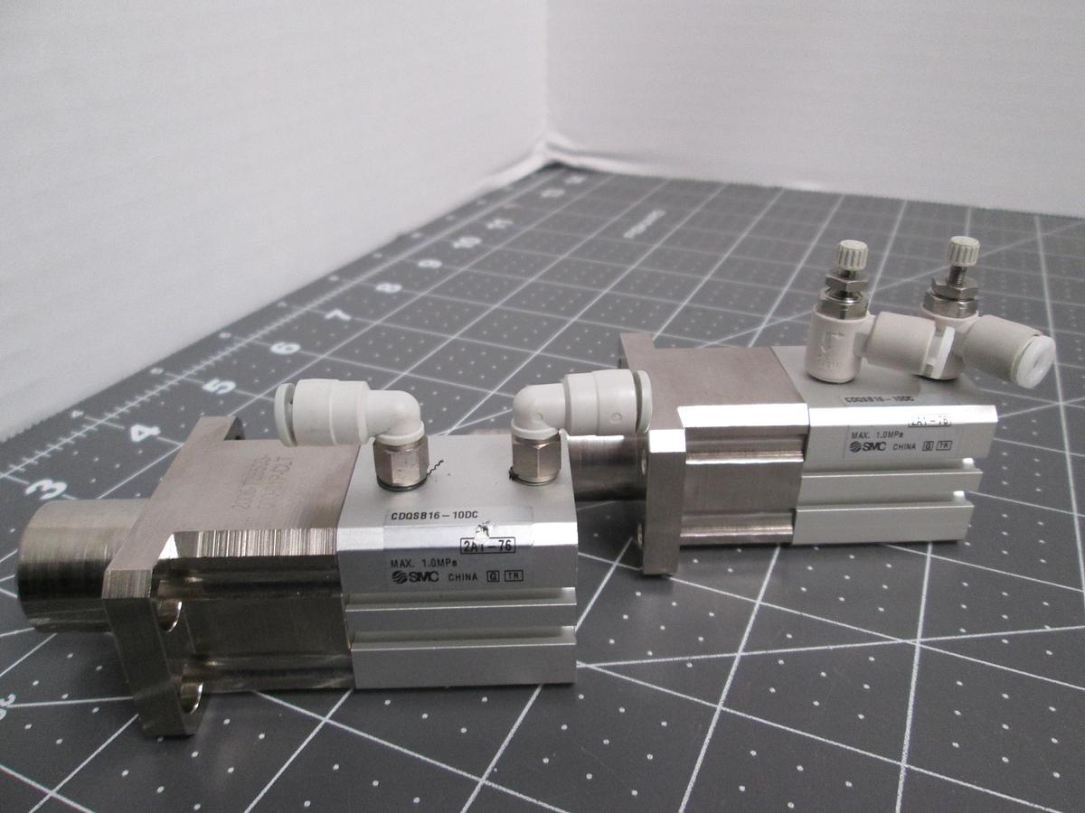 Used SMC CDQSB16-10DC Compact Pneumatic Cylinder Lot of 2