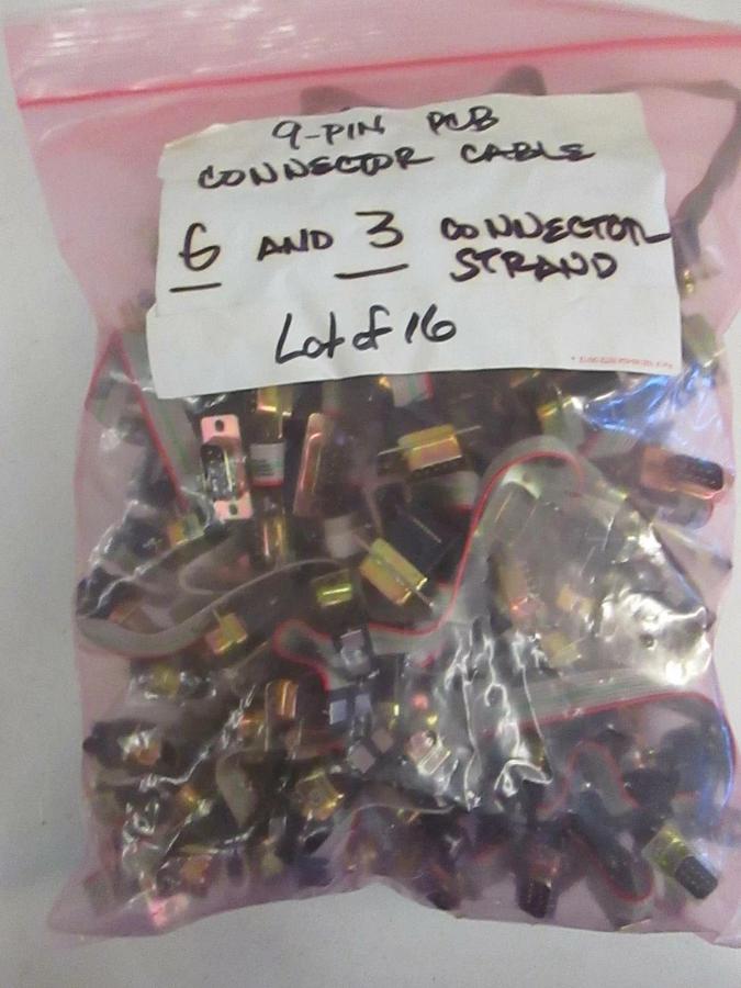 Used AMP 9 Pin PCB Connector Cable, 6 and 3 Strands, Lot of 16