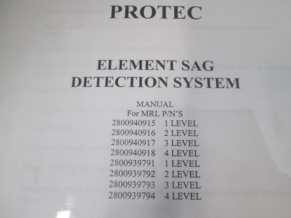 Used Protech, Element SAG Detection System Manual, REV 02, Used