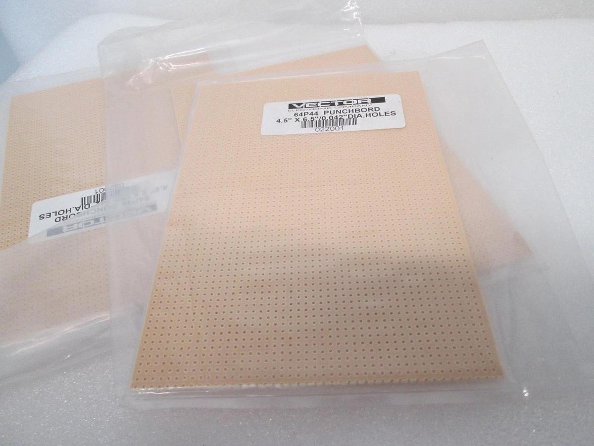 Vector, 64P44 Punchboard, 4.5" x 6.5"/0.042" DIA Holes, New Lot of 3