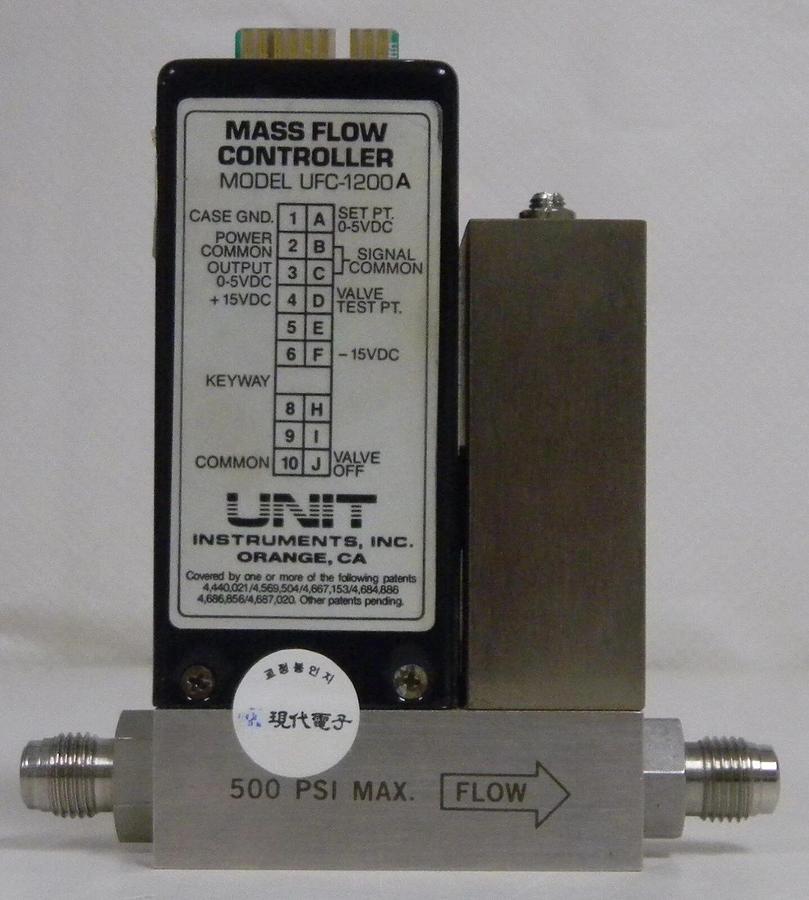 Used Unit UFC-1200A Mass Flow Controller, Gas- O2, Range- 10 SLPM, Used