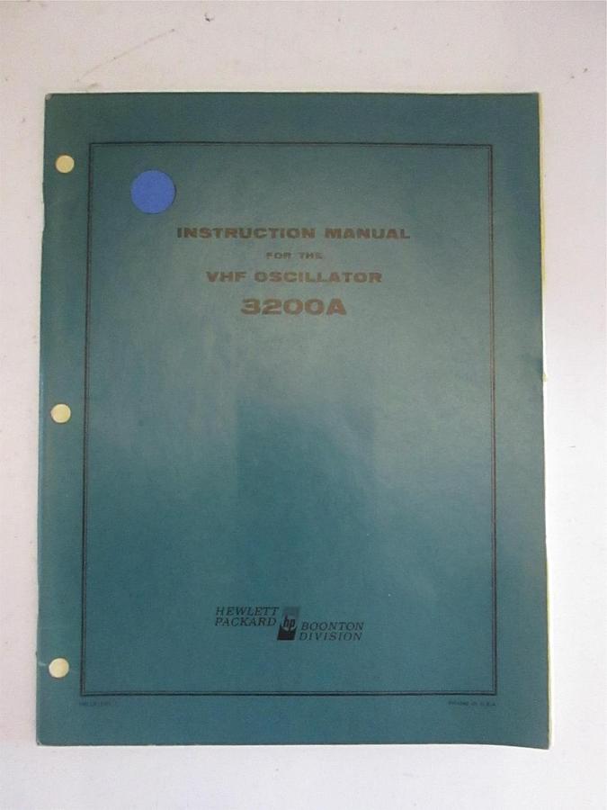 Used HP VHF Oscillator 3200A Instruction Manual, Used