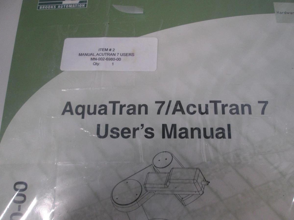 Brooks Automation, MN-002-6980-00, Aquatran 7/Acutran 7 User Manual, New