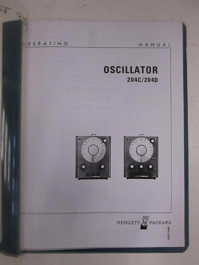 Used HP 204C/204D Oscillator Operating Manual, Used