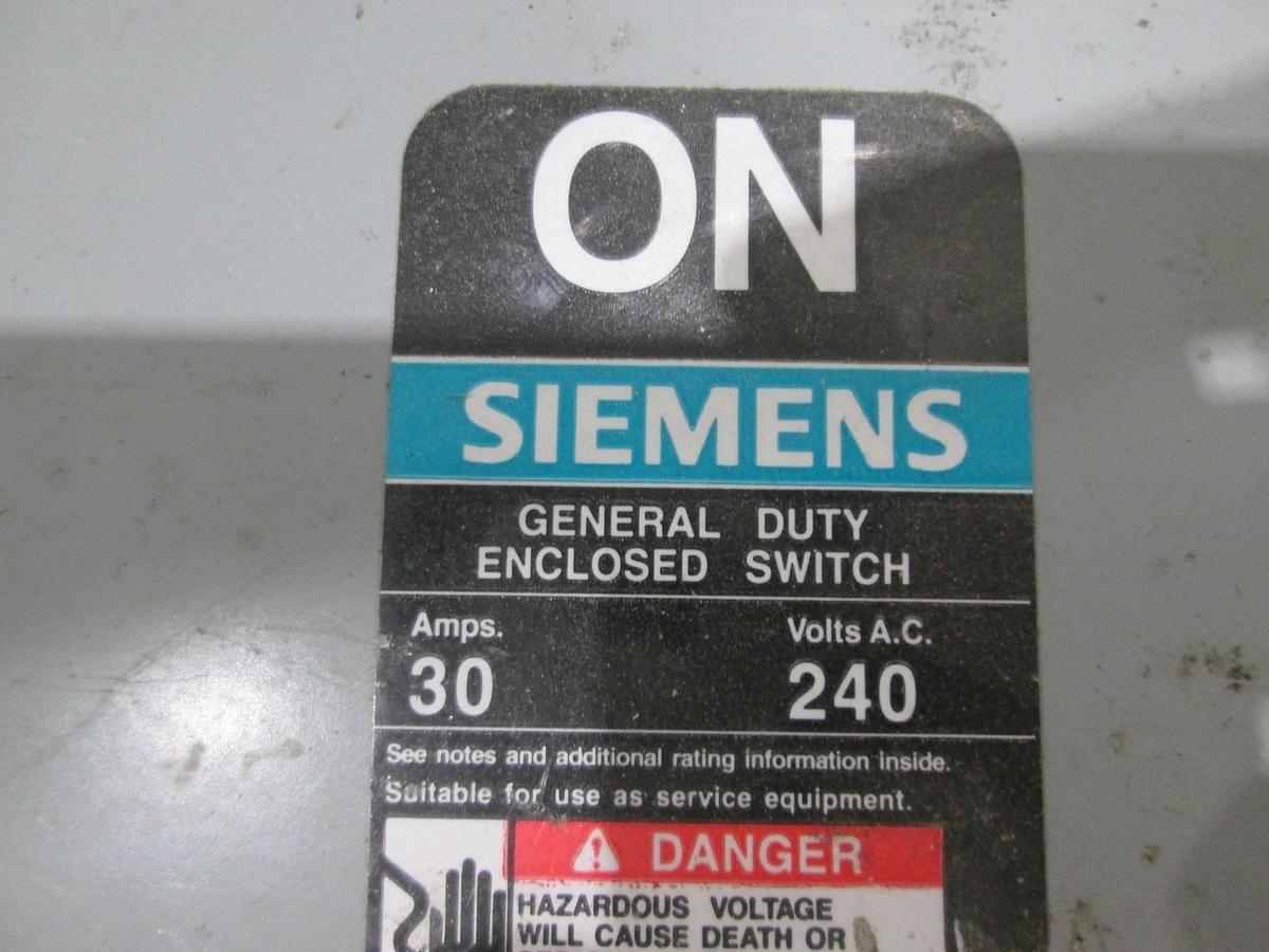 Used Siemens, I-T-E, GF221N, Enclosed Switch, General Duty, 30A, 240V, Used