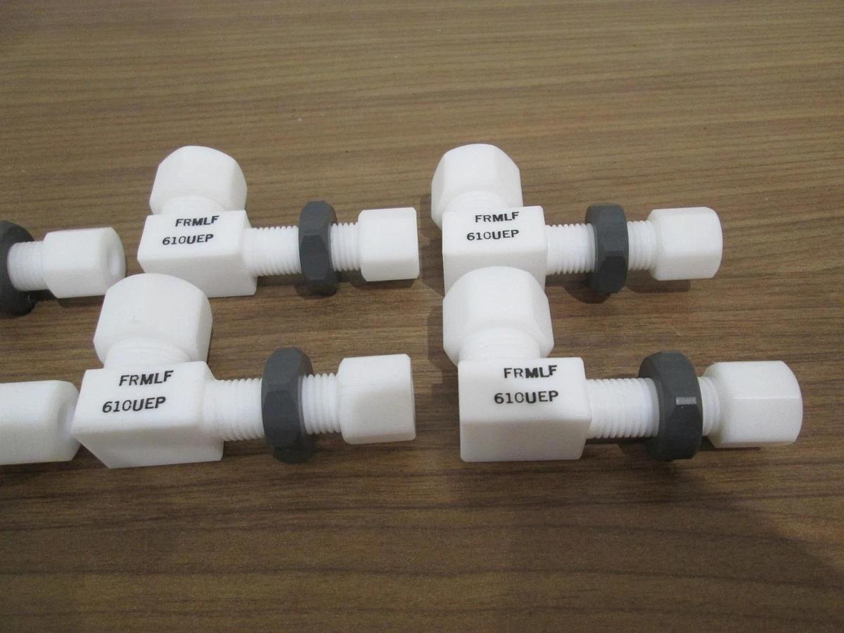 Teflon Fitting FRMLF-610UEP, Female Elbow Reducer 6mmX10mm, Longflare, Lot of 8