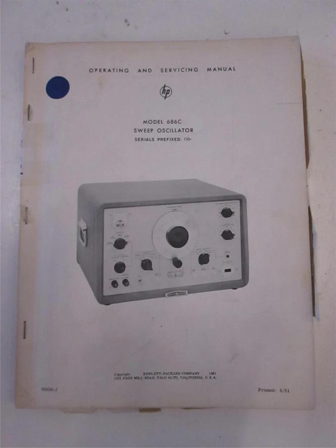 Used HP Model 686C Sweep Oscillator Operating and Service Manual, Used