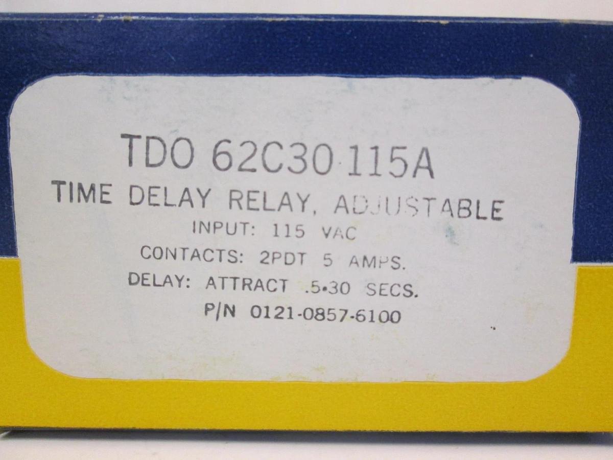 Used Guardian Electric TDO 62C30 Time Delay Relay Adjustable 0121-0857-6100