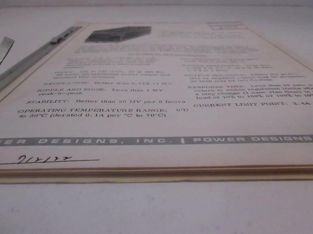 Used Power Designs Model UPM-33 Technical Data, Used
