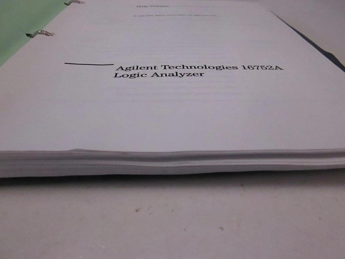 Used Agilent Technologies Model 16752A Logic Analyzer Help Volume, Used