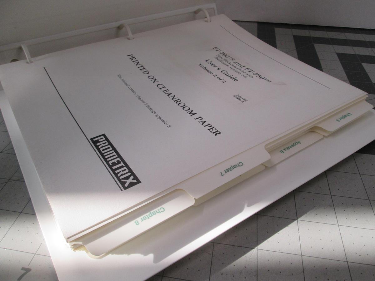 Used Tencore, FT-700 and FT-750, Film Thickness Probe User's Guide, Volume 2, Used
