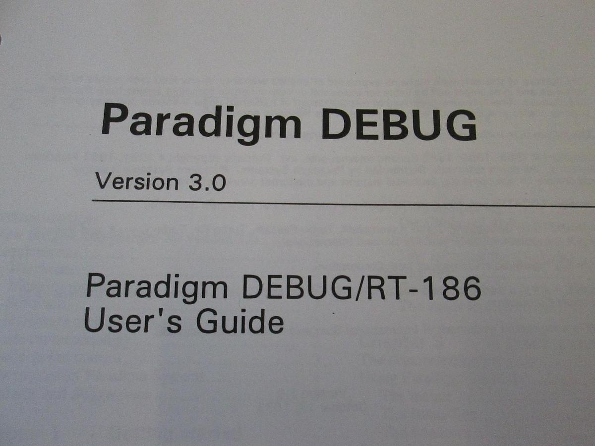 Used Paradigm DEBUG/RT-186 User's Guide with Floppy Disks, Used